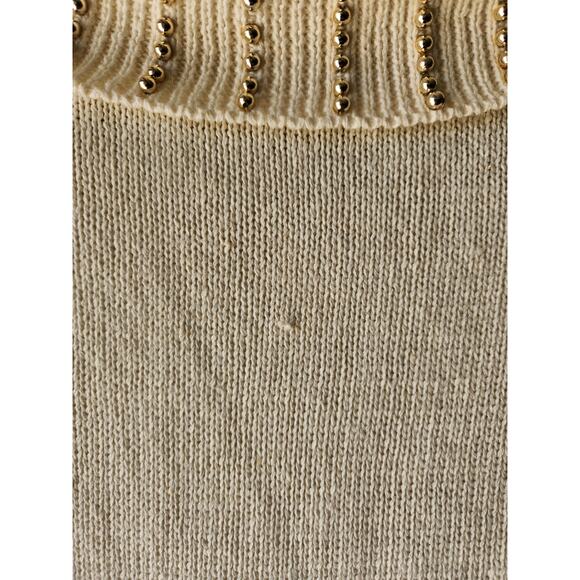 Victoria Harbour White Gold Beads 80s Sweater Women Size Medium - Picture 5 of 7